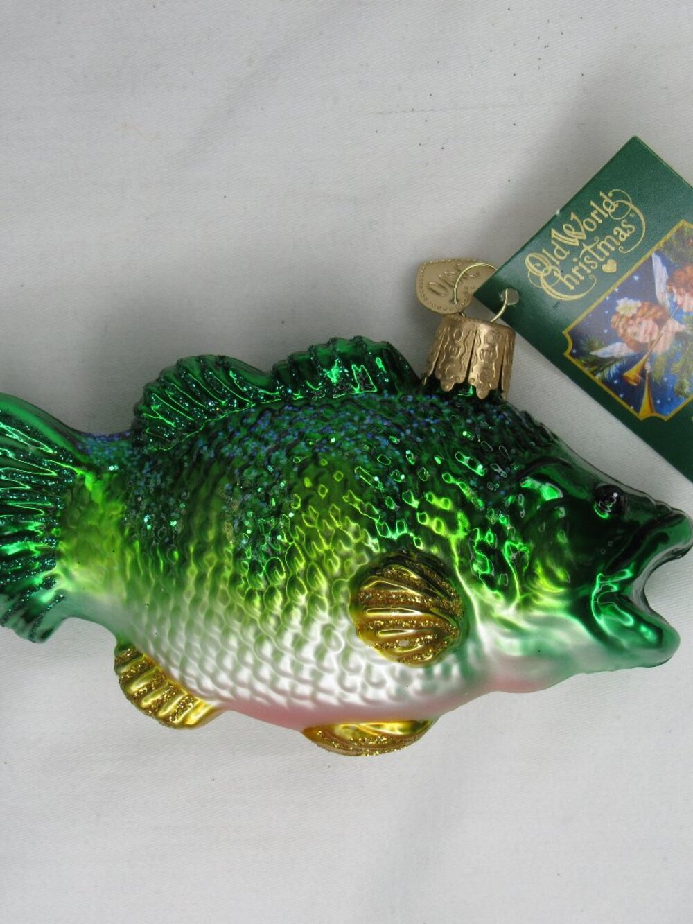 Old World Christmas LARGEMOUTH BASS Fish Christmas Tree Ornament Blown Glass